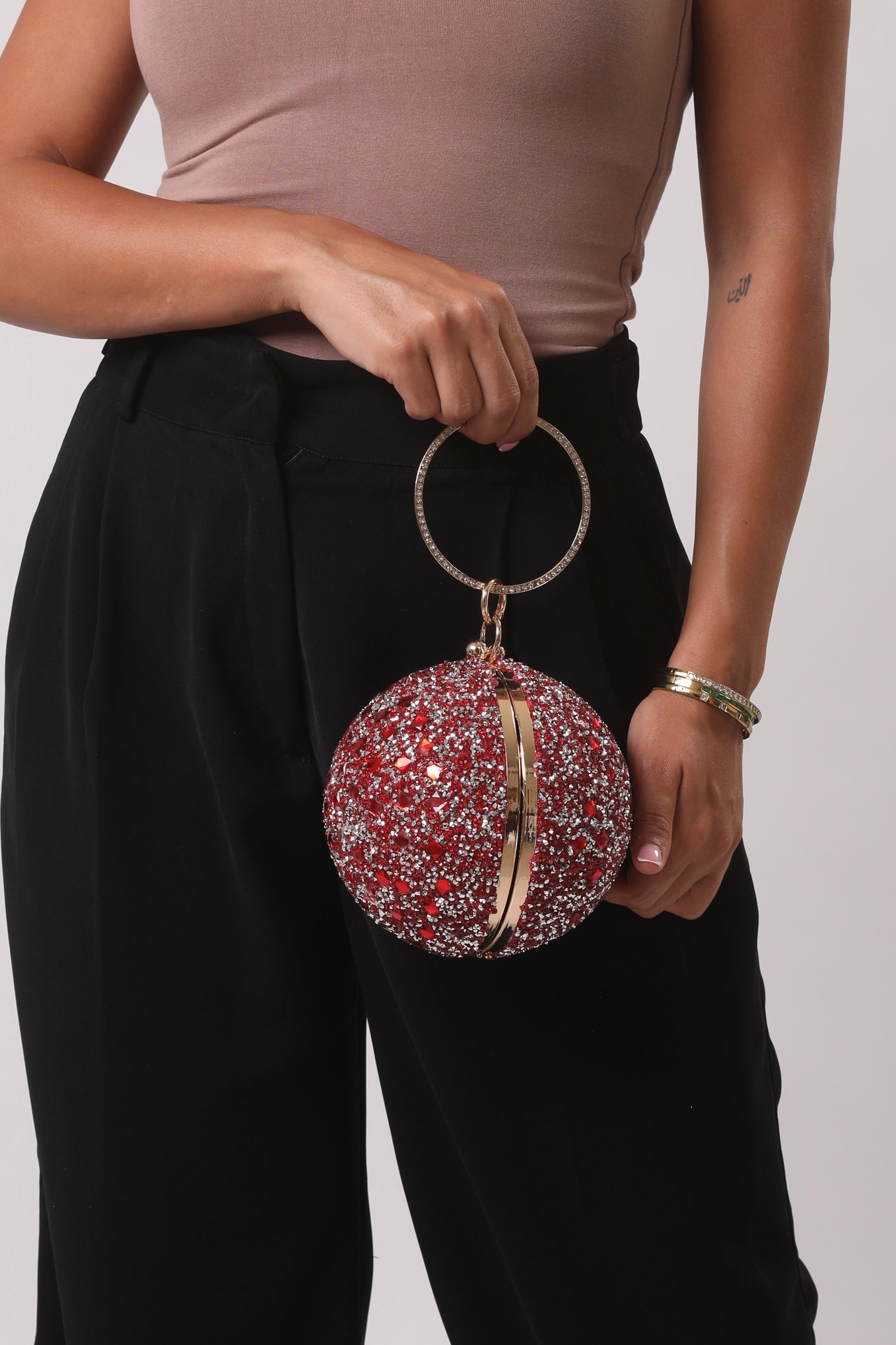 Round Evening Bag - Red