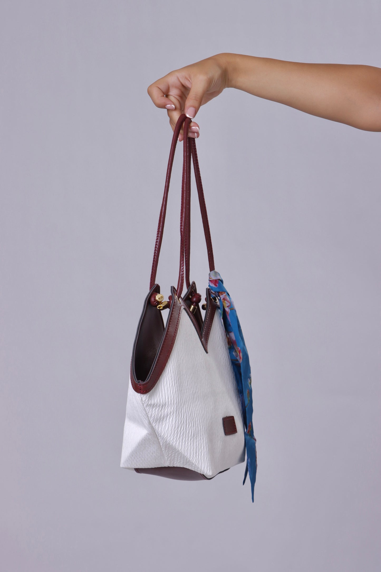Polly Bag - White & Burgundy
