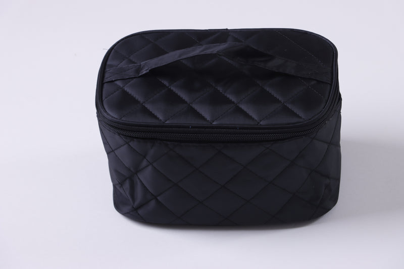 Quilted Cosmetic Bag - Black