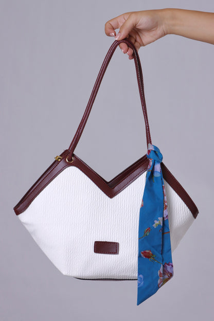 Polly Bag - White & Burgundy