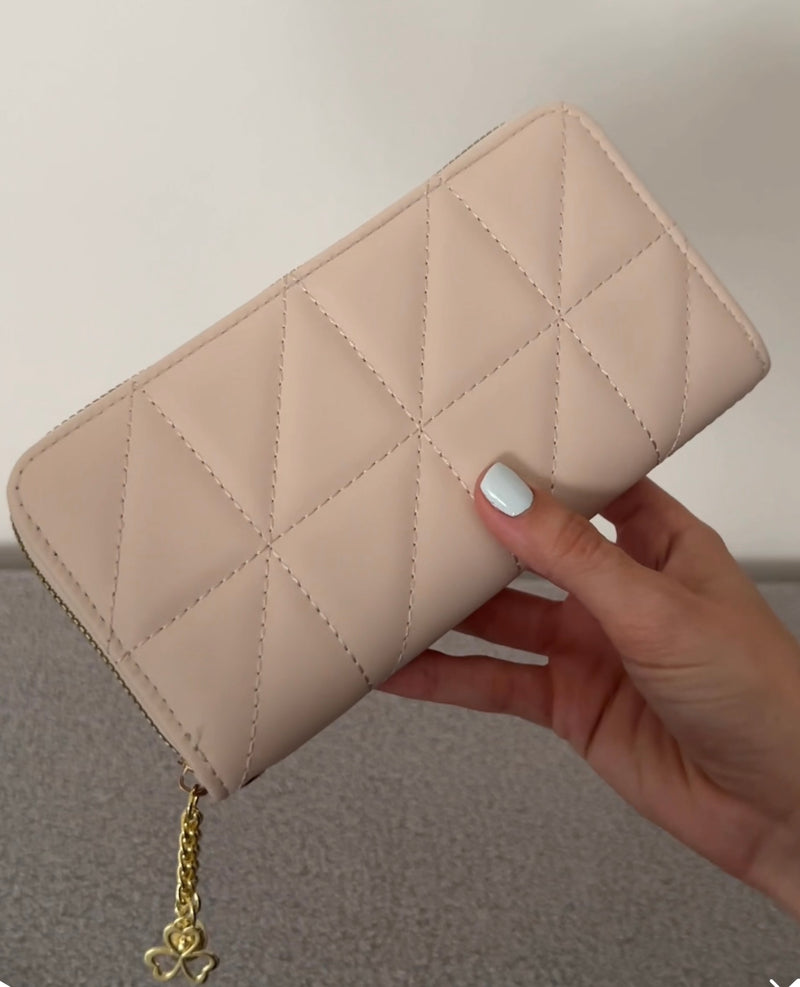 Quilted Long Wallet - Creme