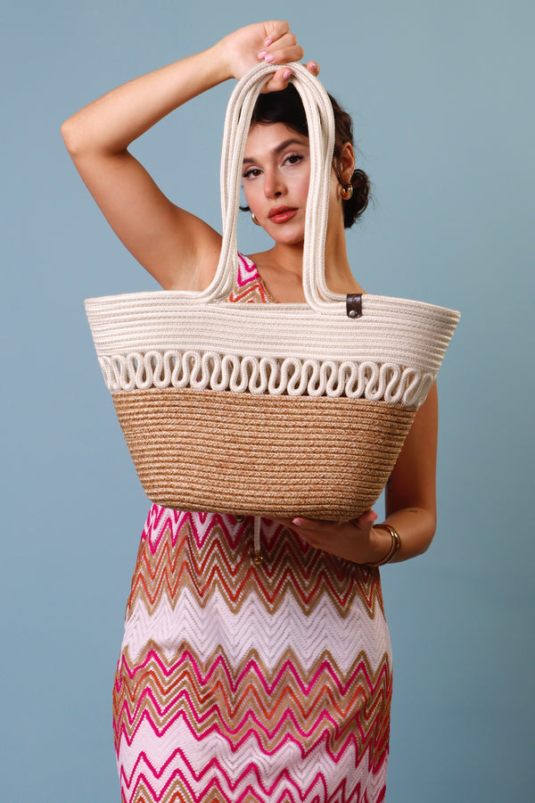 Daisy Bag - White & Tan