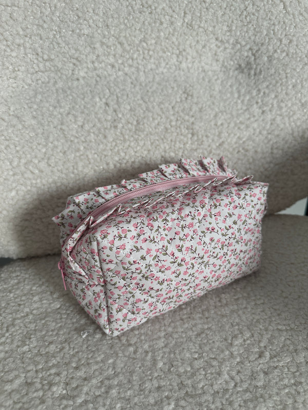 Ruffle Flowers Cosmetic Pouch - Pink