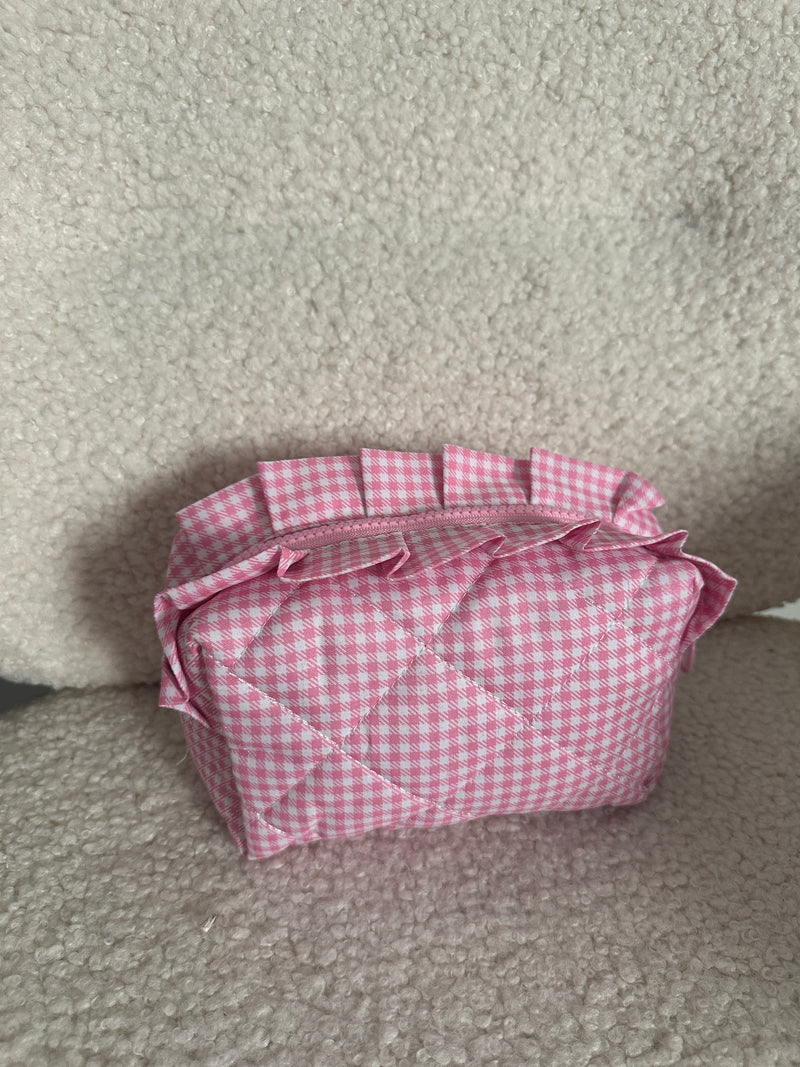 Ruffle Cosmetic Pouch - Pink
