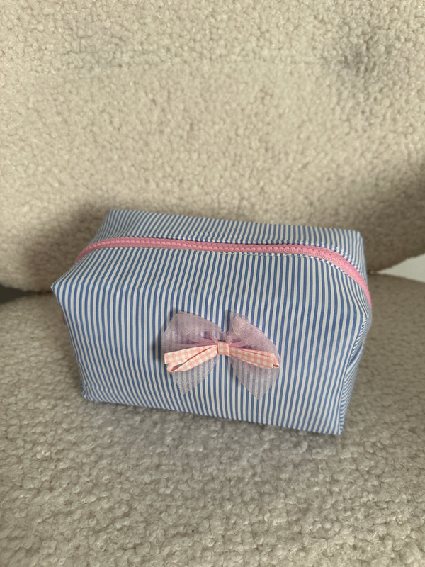 Bow Cosmetic Pouch - Blue