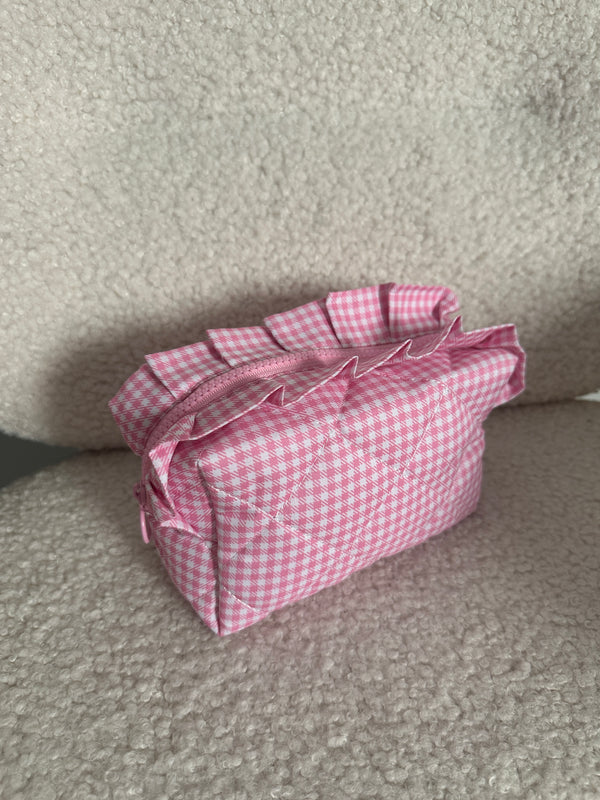 Ruffle Cosmetic Pouch - Pink