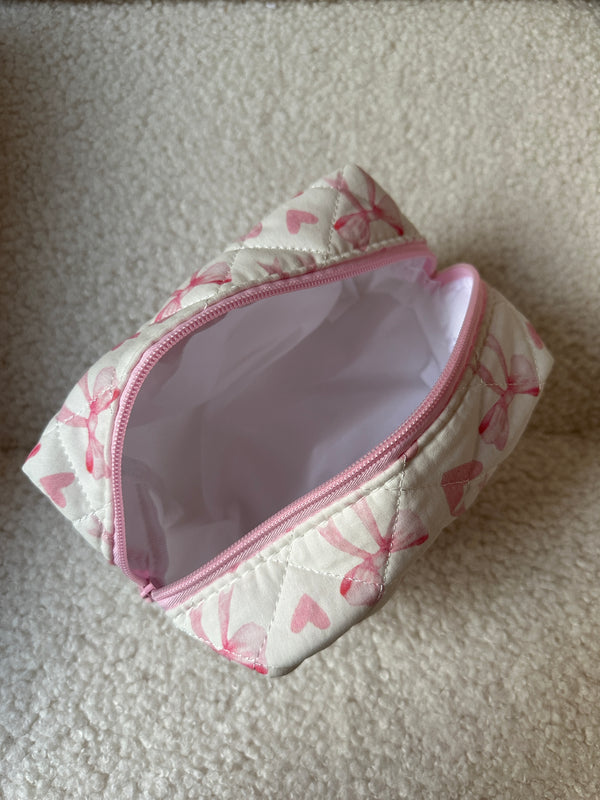 Pink Bows & Hearts Cosmetic Pouch