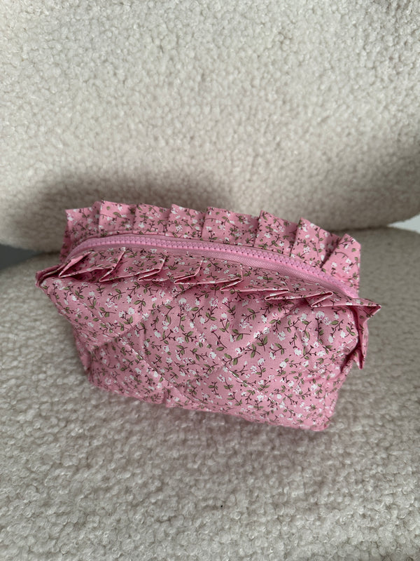 Ruffle Cosmetic Pouch - Pink