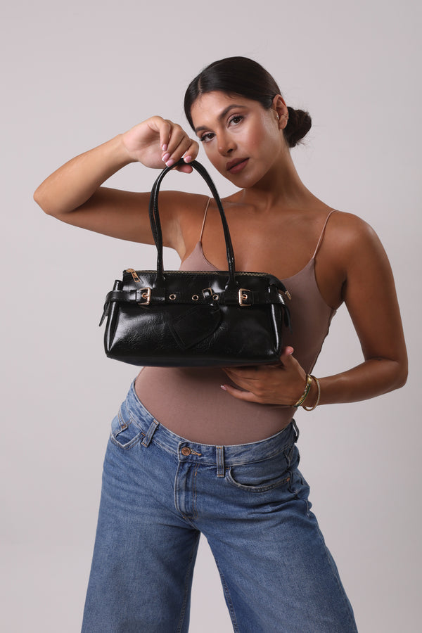 Glossy Roma Bag - Black