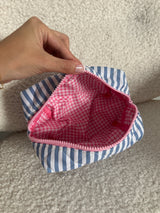 Striped Cosmetic Pouch - Blue&White