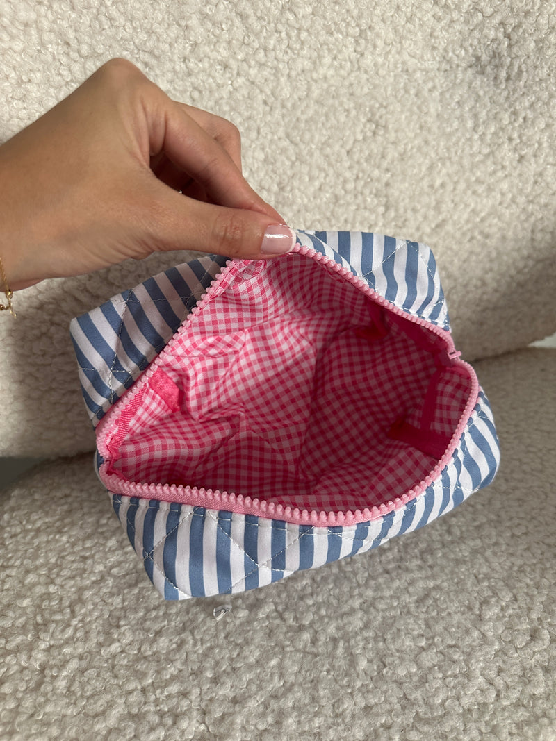 Striped Cosmetic Pouch - Blue&White