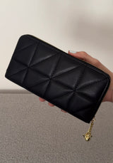 Quilted Long Wallet - Black