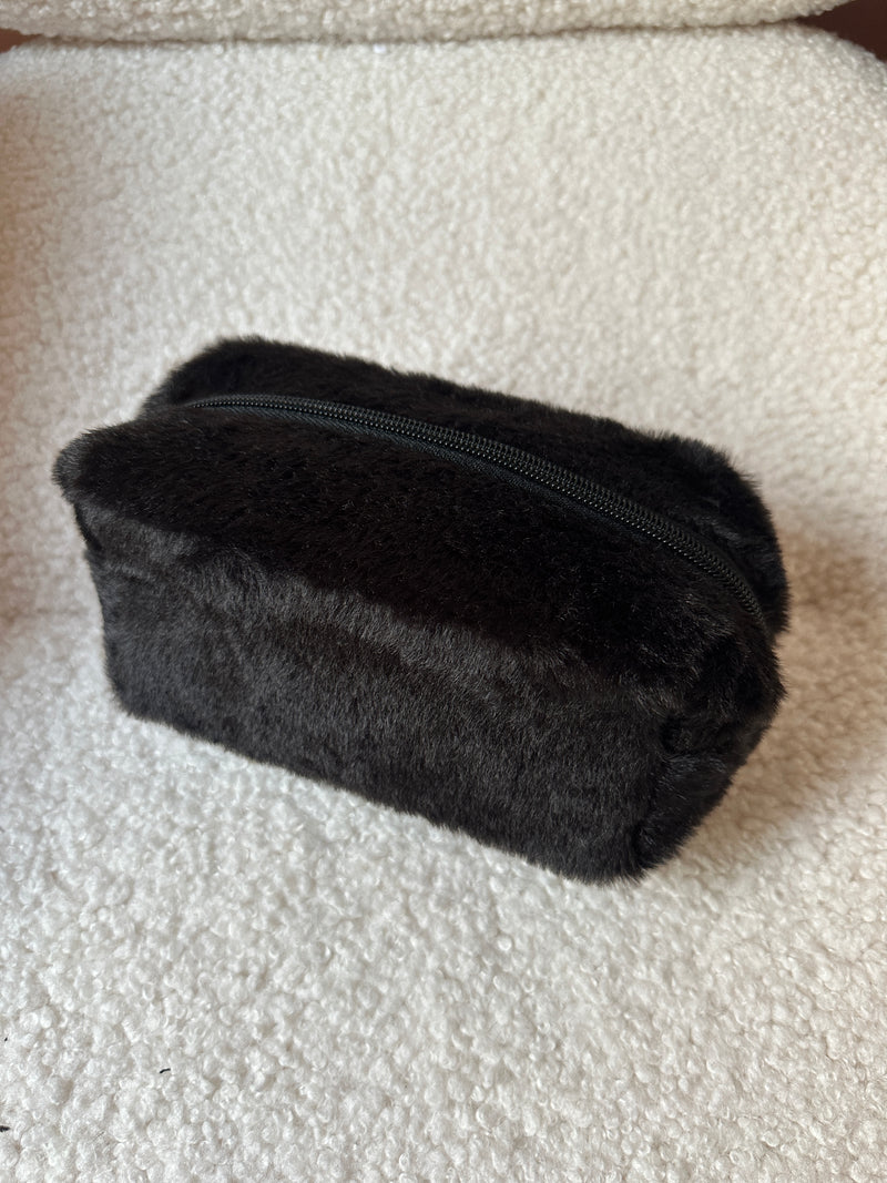 Fluffy Cosmetic Pouch - Black