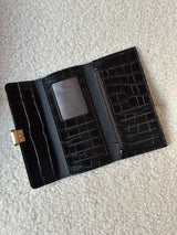 Button Long Wallet - Black