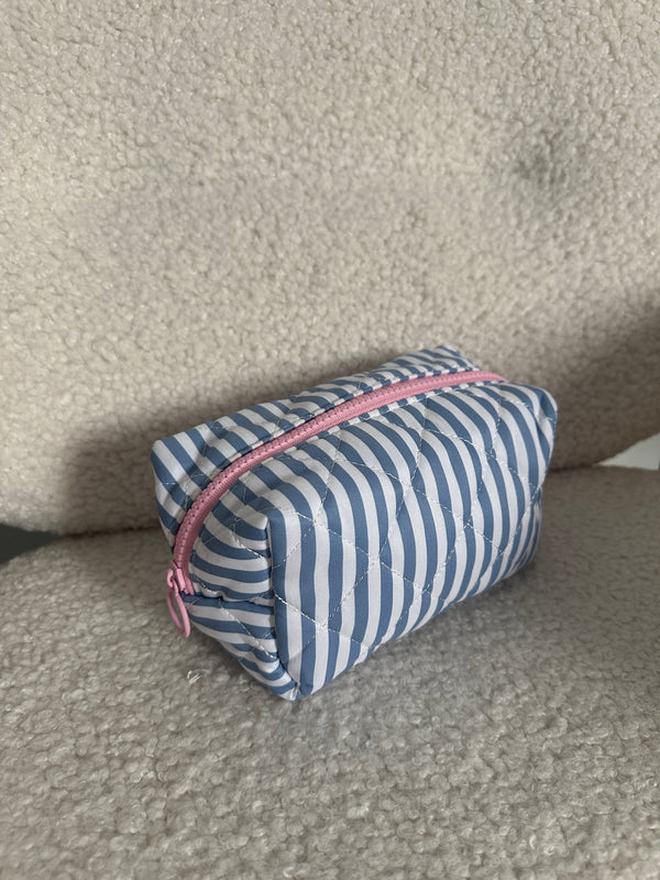 Striped Cosmetic Pouch - Blue&White