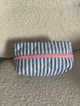 Striped Cosmetic Pouch - Blue&White