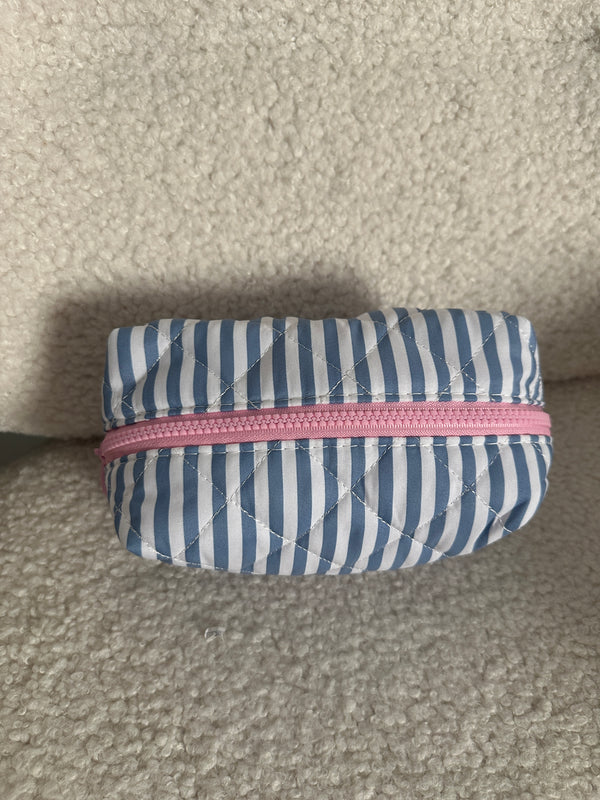 Striped Cosmetic Pouch - Blue&White