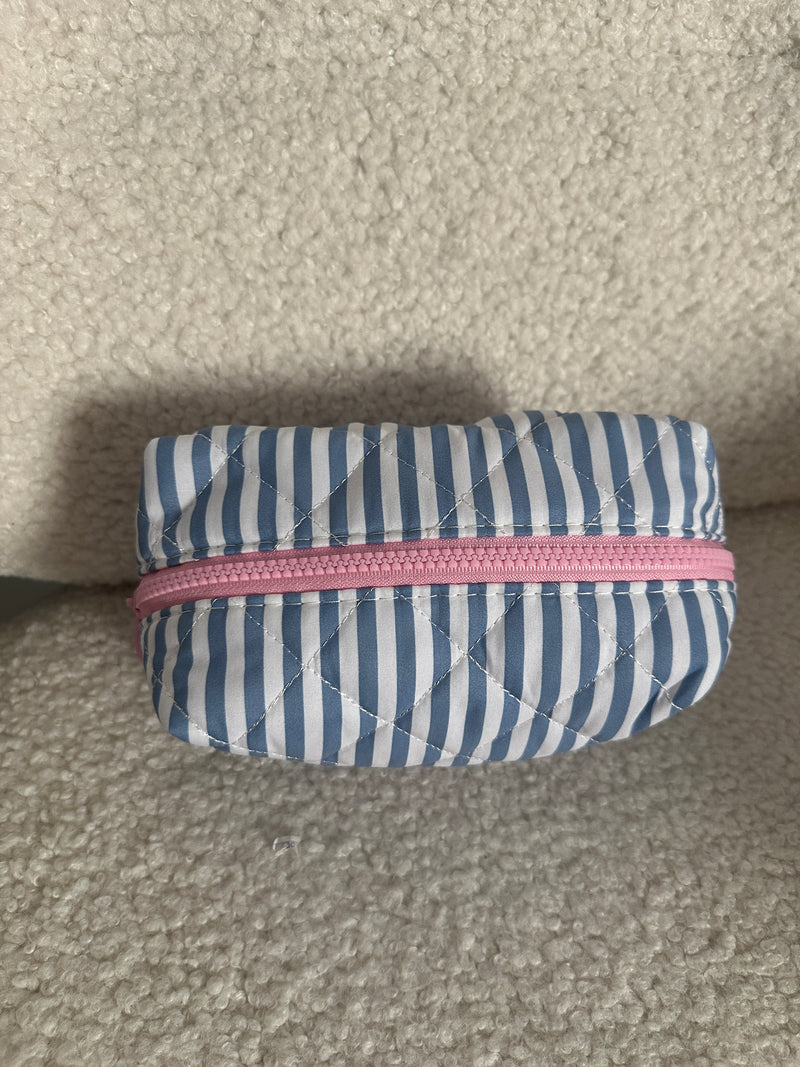 Striped Cosmetic Pouch - Blue&White
