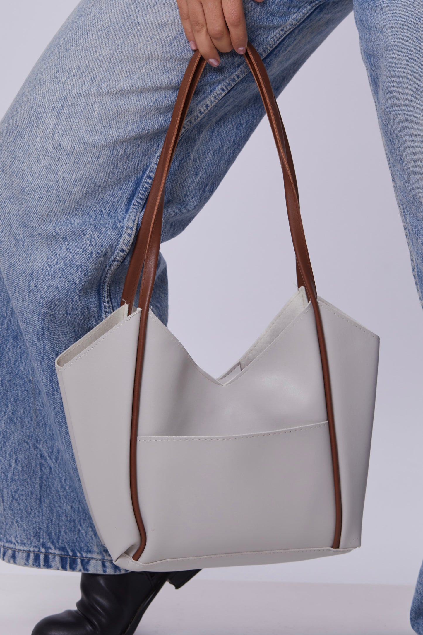 Molly Bag - Light Gray & Havane