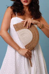 Kai Clutch - Tan & white