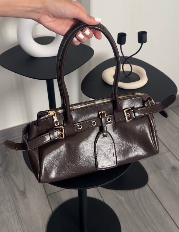 Glossy Roma Bag - Brown