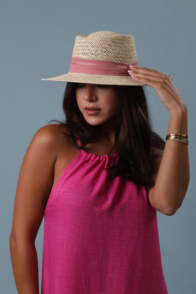 Pink Band Straw Hat