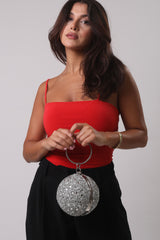 Round Evening Bag - Silver