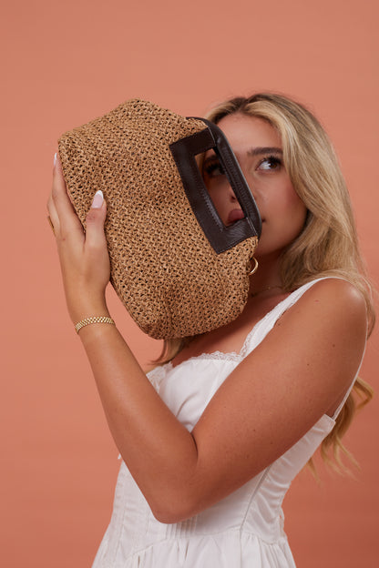 Pearl Clutch - Beige+Brown