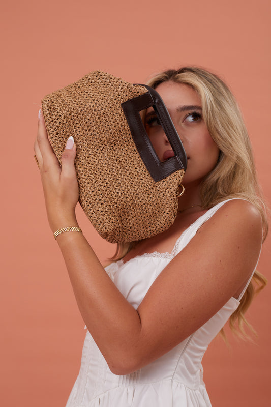 Pearl Clutch - Beige+Brown