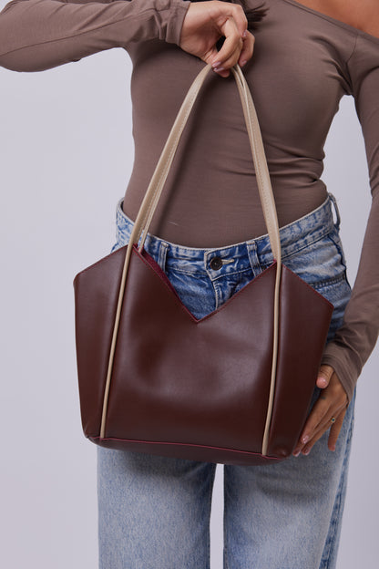 Molly Bag - Burgundy & Beige