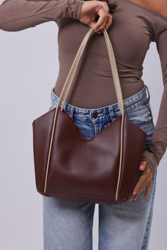 Molly Bag - Burgundy & Beige