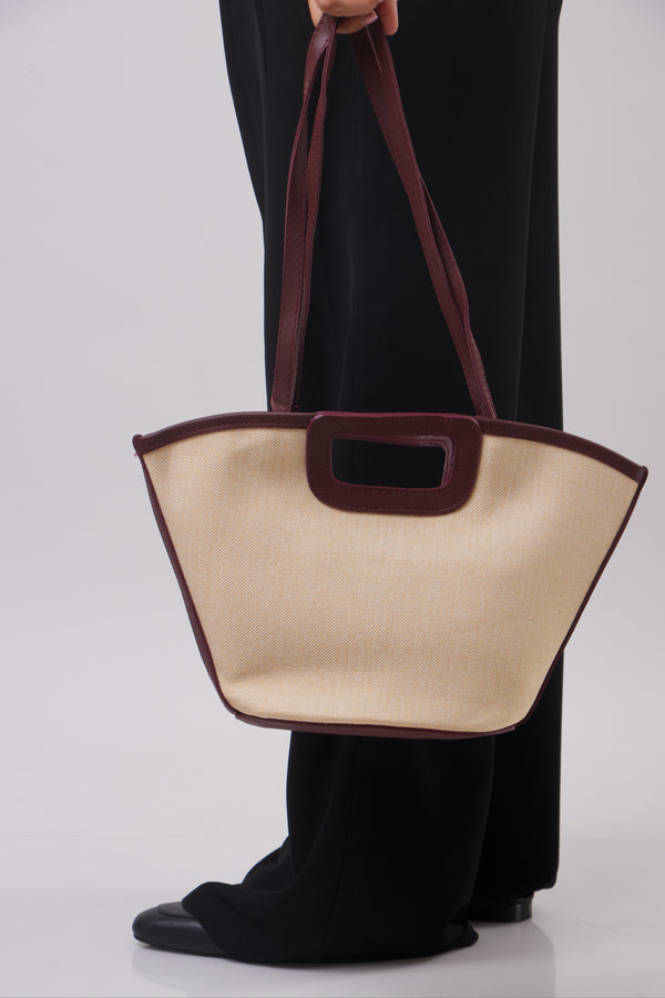 Belle Bag - Straw+Burgundy