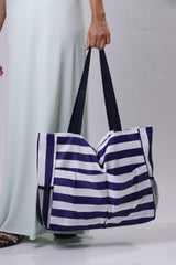 Paulina Striped Beach Bag - Blue