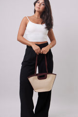 Belle Bag - Straw+Burgundy