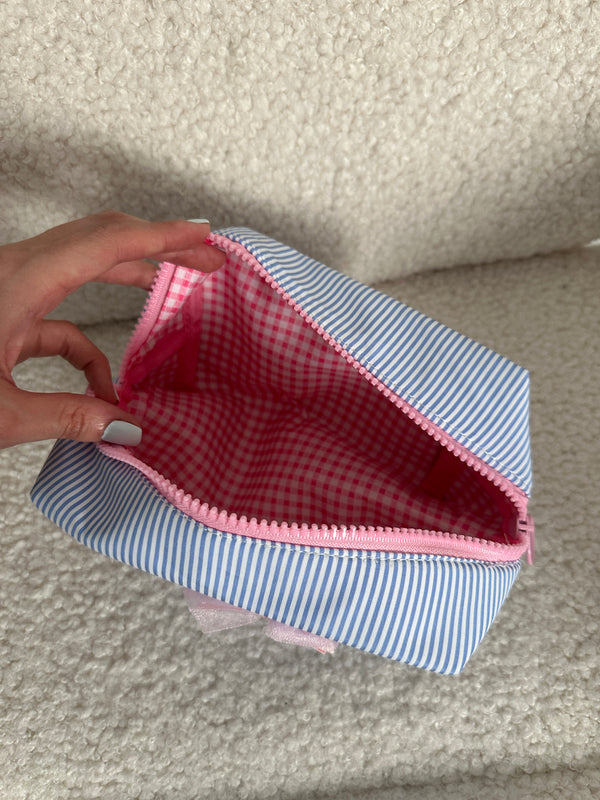 Bow Cosmetic Pouch - Blue