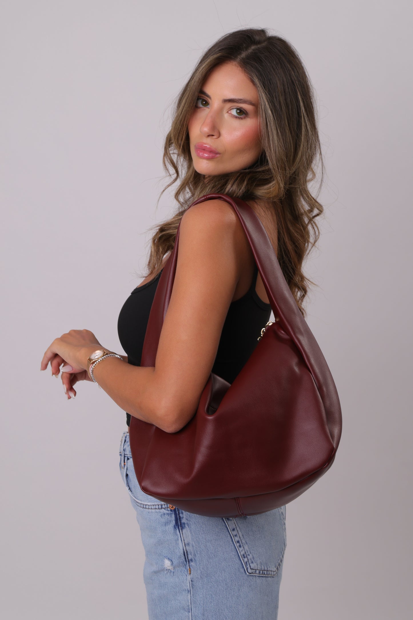 Vivianne Slouchy Bag - Burgundy