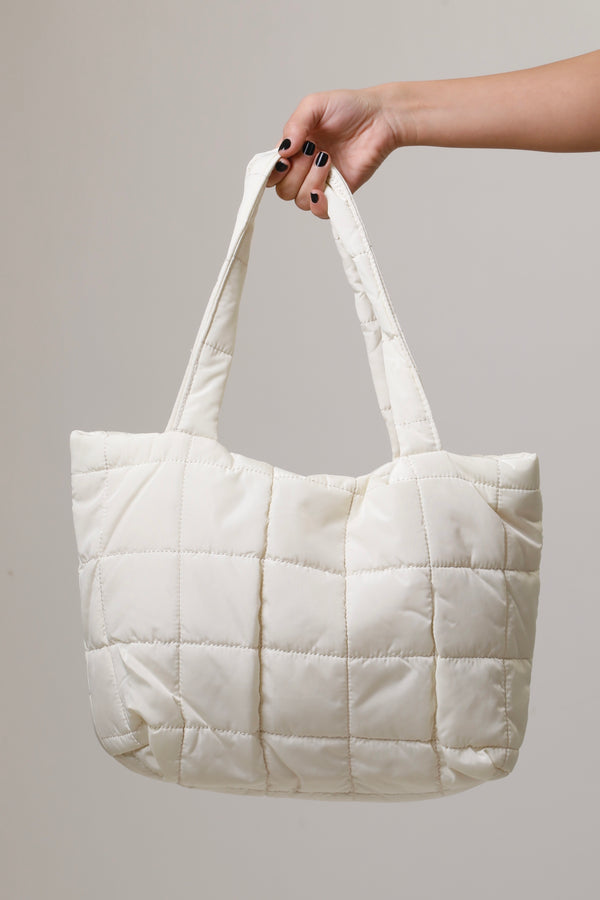 Quilted Tote Bag - Offwhite