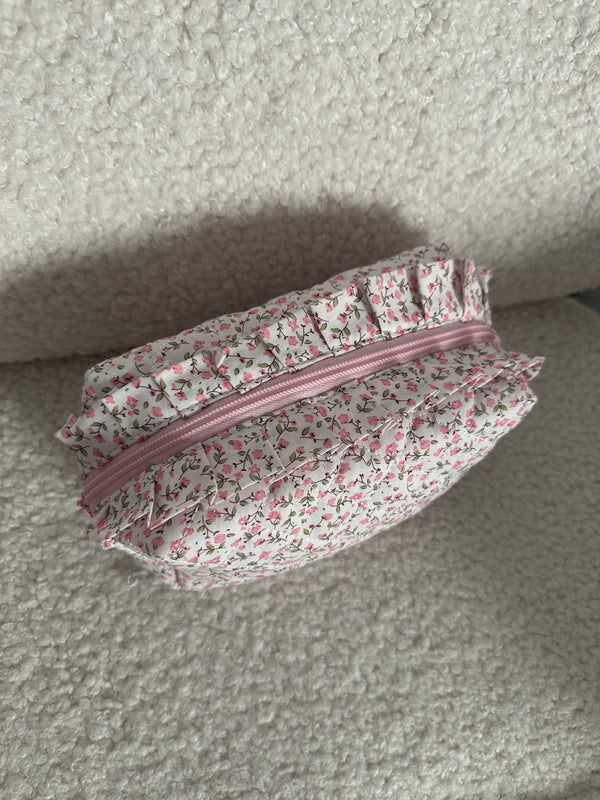 Ruffle Flowers Cosmetic Pouch - Pink