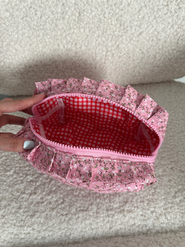 Ruffle Cosmetic Pouch - Pink