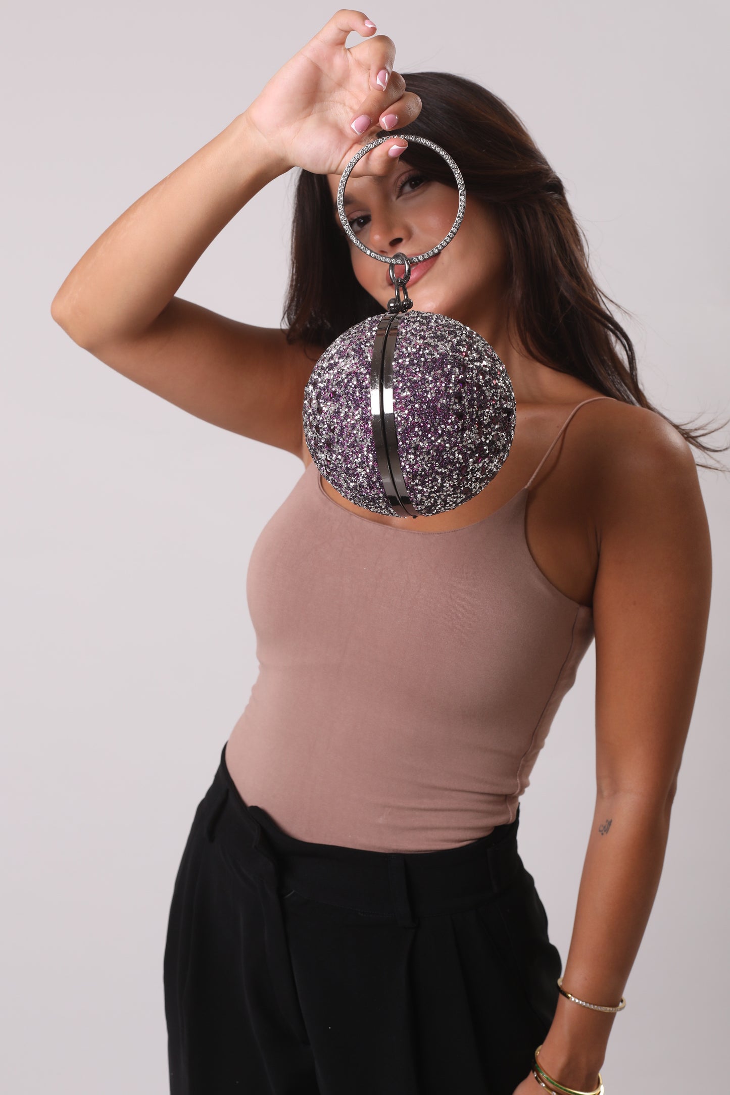Round Evening Bag - Purple