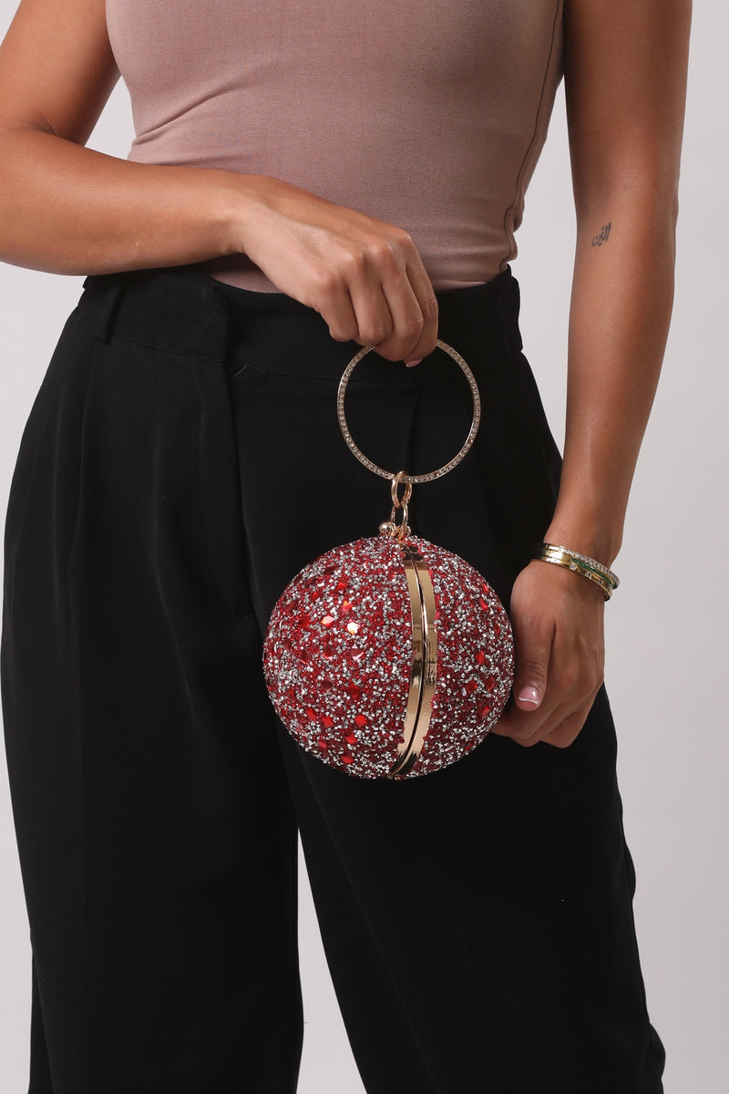 Round Evening Bag - Red