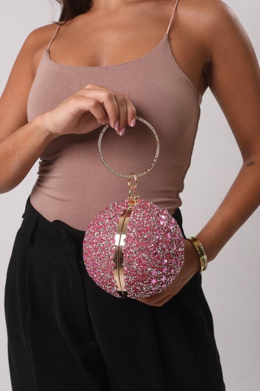 Round Evening Bag - Pink