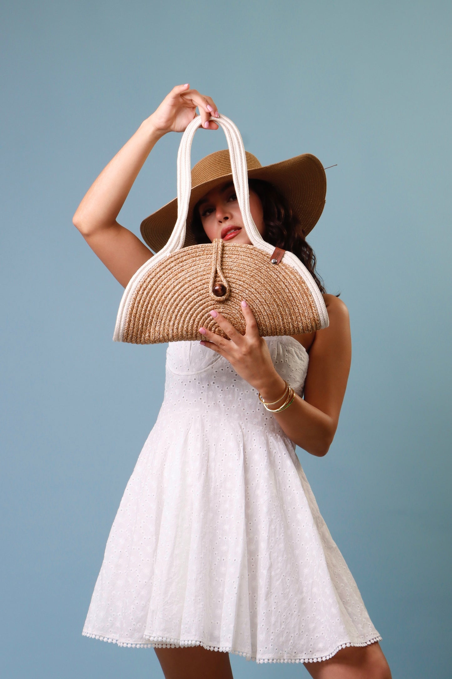 Cyrus Bag - Tan&White