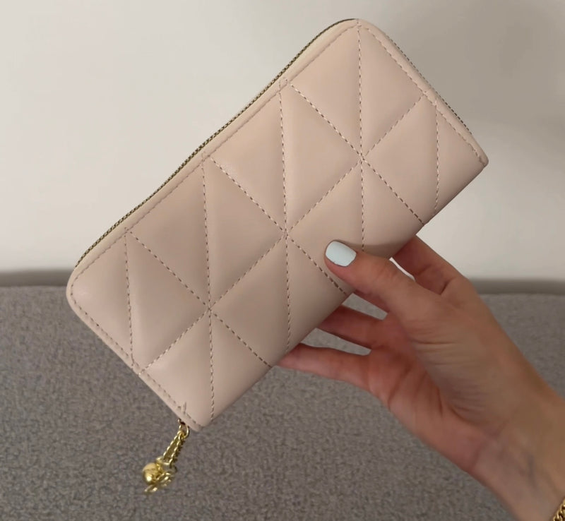 Quilted Long Wallet - Creme