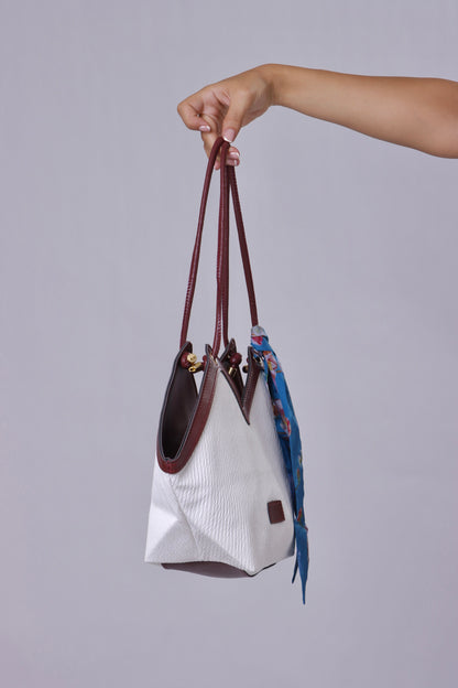 Polly Bag - White & Burgundy