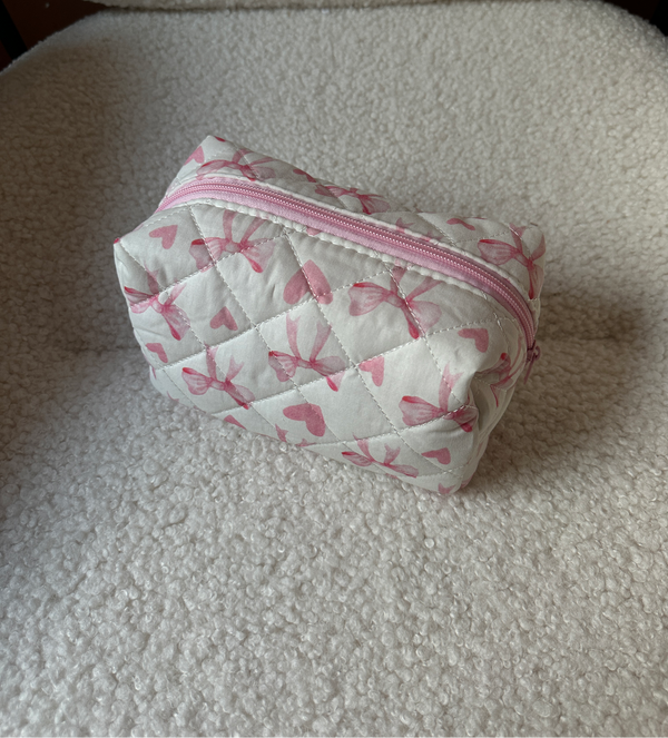 Pink Bows & Hearts Cosmetic Pouch