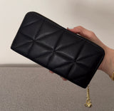 Quilted Long Wallet - Black