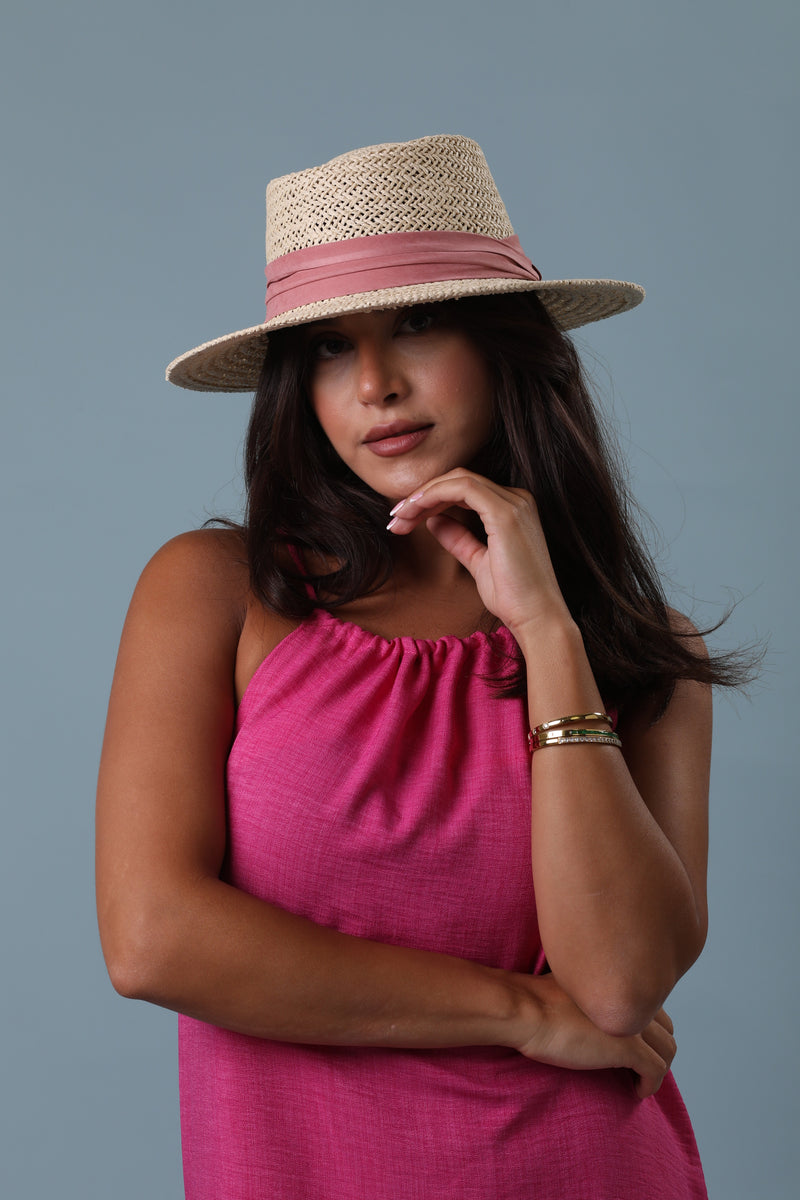 Pink Band Straw Hat