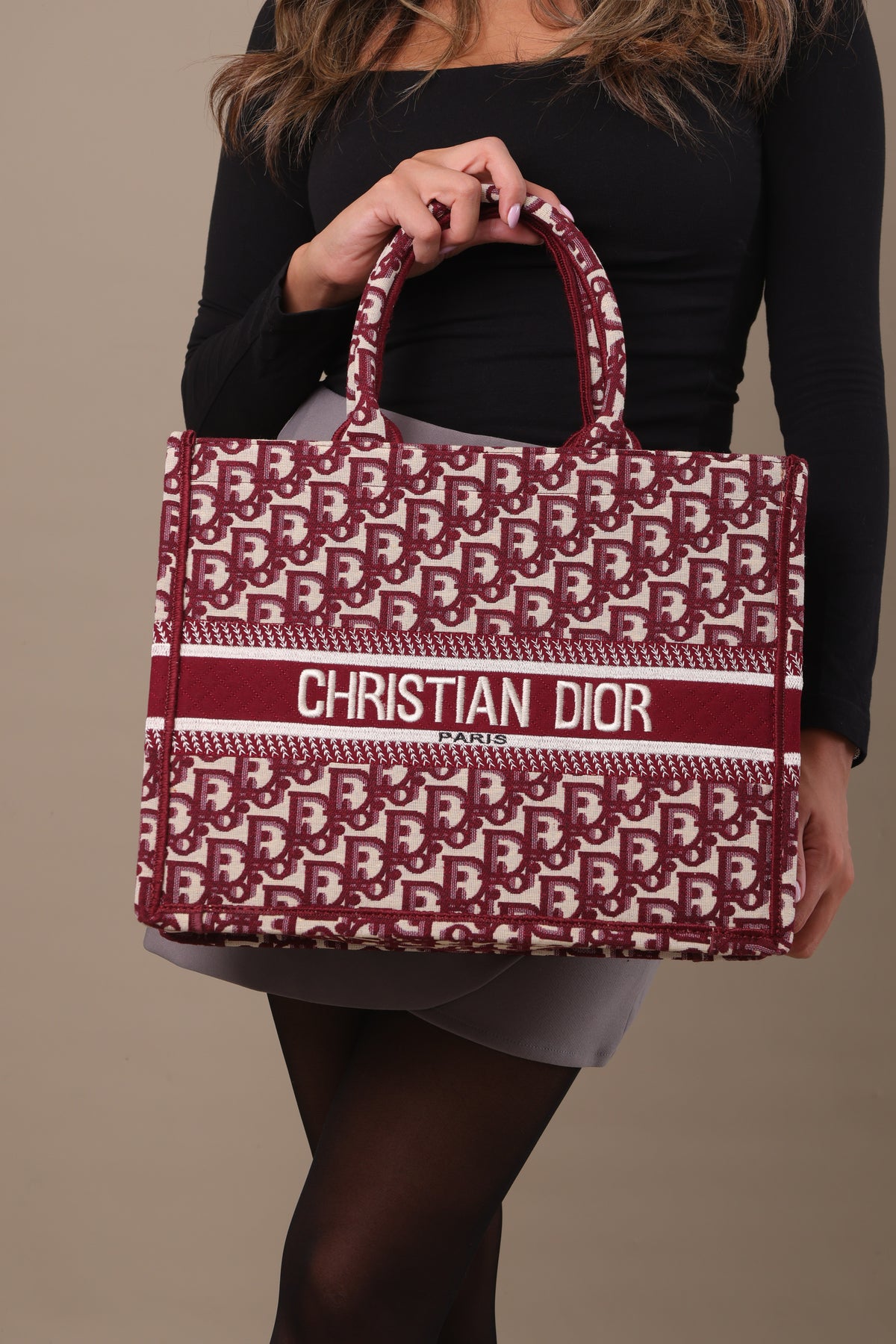 CD Medium Tote Bag - Burgundy