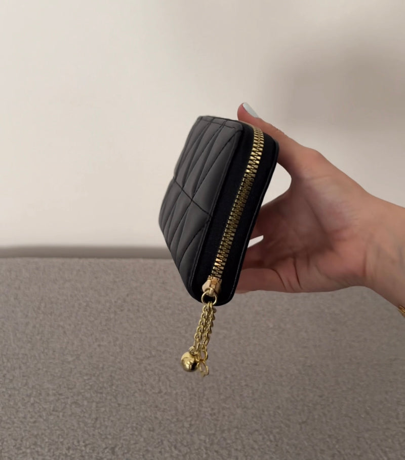Quilted Long Wallet - Black
